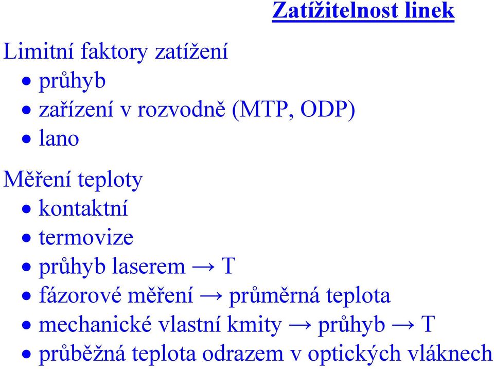 průhyb laserem T fázorové měření průměrná teplota mechanické