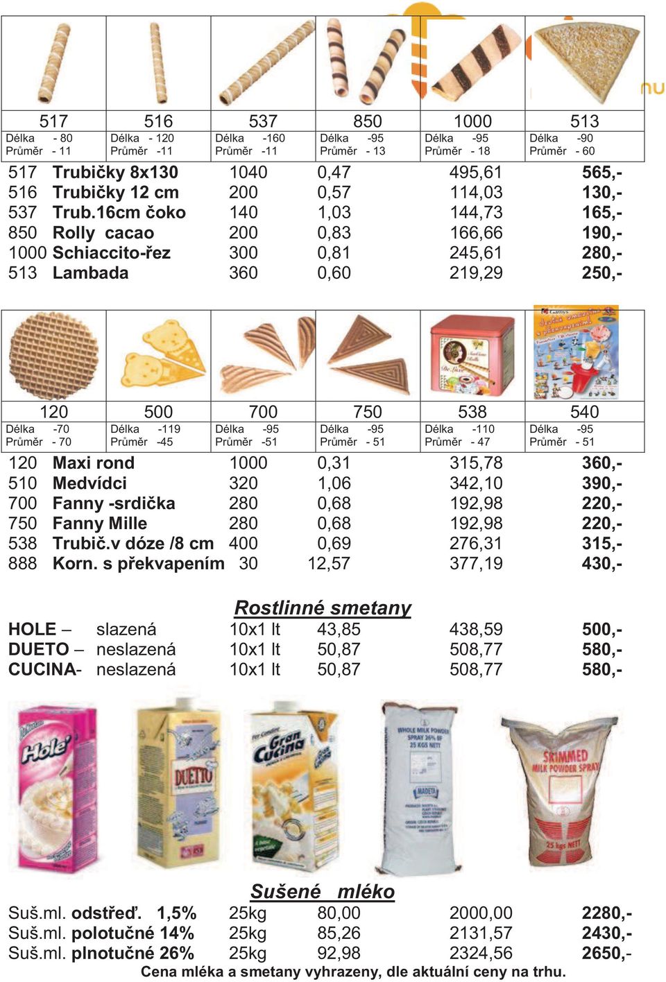 16cm čoko 140 1,03 144,73 165,- 850 Rolly cacao 200 0,83 166,66 190,- 1000 Schiaccito-řez 300 0,81 245,61 280,- 513 Lambada 360 0,60 219,29 250,- Délka -70 Průměr - 70 120 500 700 750 538 540 Délka