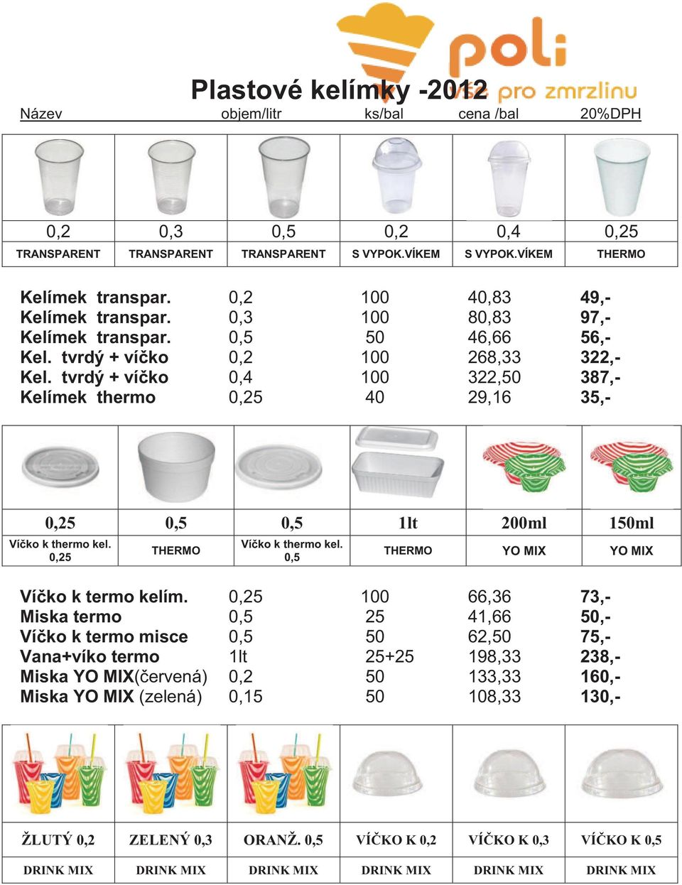 tvrdý + víčko 0,4 100 322,50 387,- Kelímek thermo 0,25 40 29,16 35,- 0,25 0,5 0,5 1lt 200ml 150ml Víčko k thermo kel. 0,25 THERMO Víčko k thermo kel. 0,5 THERMO YO MIX YO MIX Víčko k termo kelím.