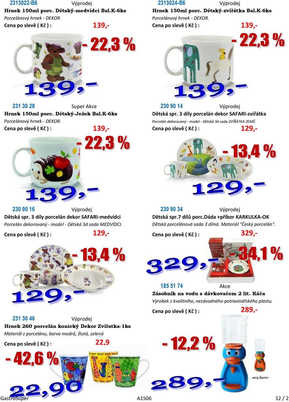 139,- 129,- 230 90 16 230 90 34 Dětská spr. 3 díly porcelán dekor SAFARI-medvídci Dětská spr.7 dílů porc.dáda +příbor KARKULKA-OK Porcelán dekorovaný - model - Dětská 3d sada MEDVÍDCI.