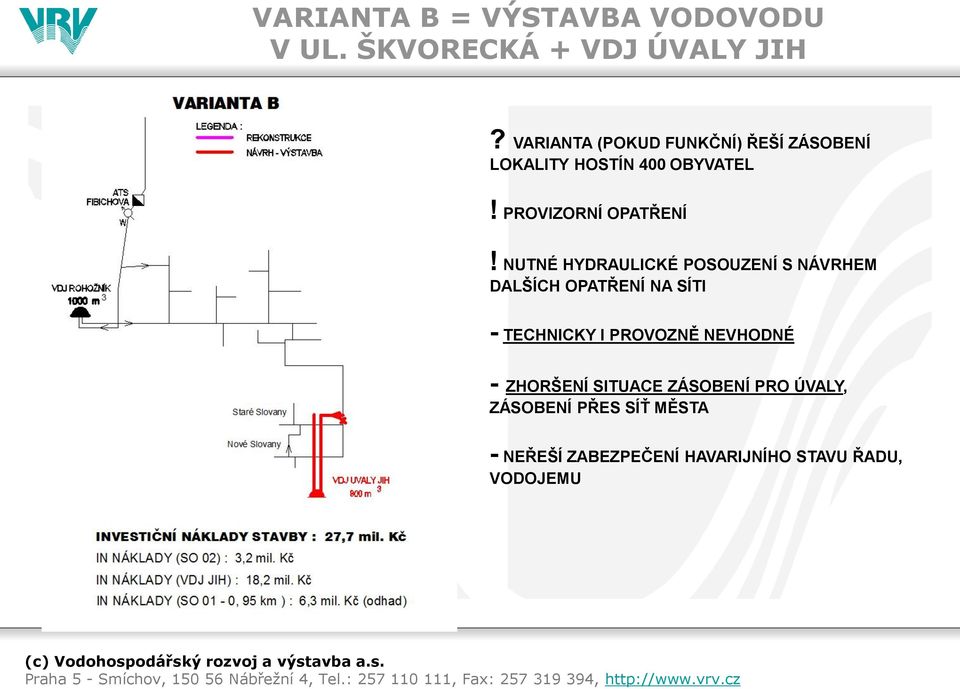 NUTNÉ HYDRAULICKÉ POSOUZENÍ S NÁVRHEM DALŠÍCH OPATŘENÍ NA SÍTI - TECHNICKY I PROVOZNĚ