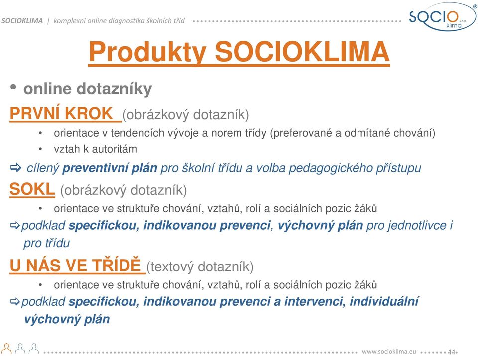 vztahů, rolí a sociálních pozic žáků podklad specifickou, indikovanou prevenci, výchovný plán pro jednotlivce i pro třídu U NÁS VE TŘÍDĚ (textový