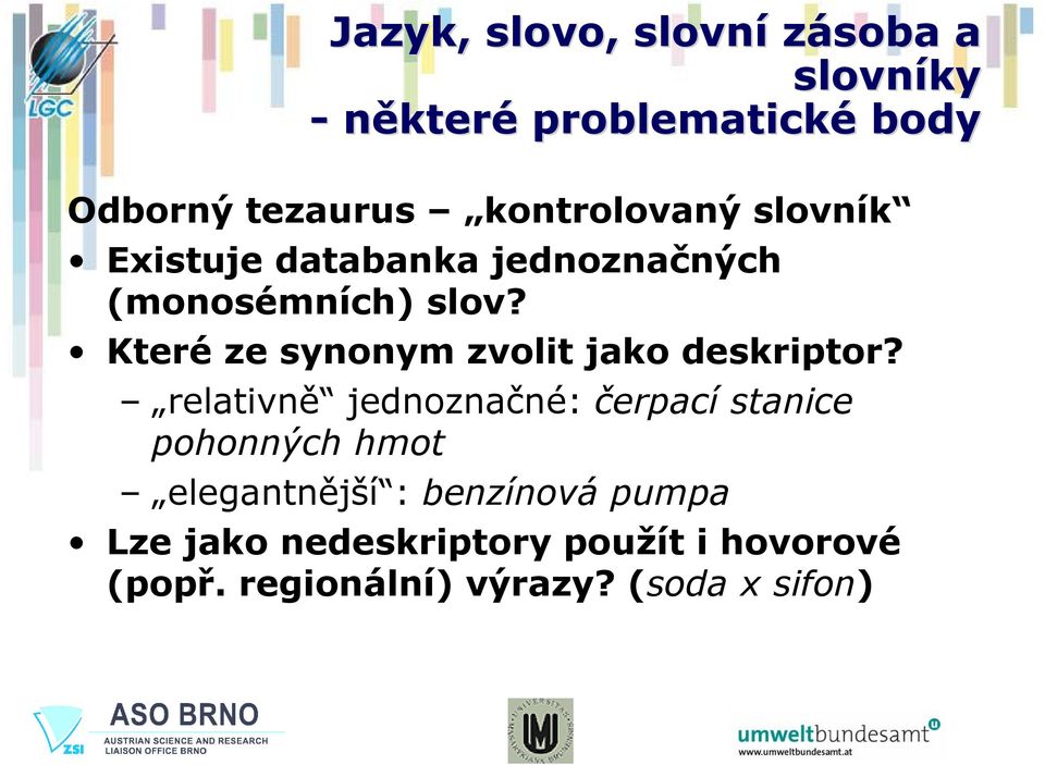 Které ze synonym zvolit jako deskriptor?