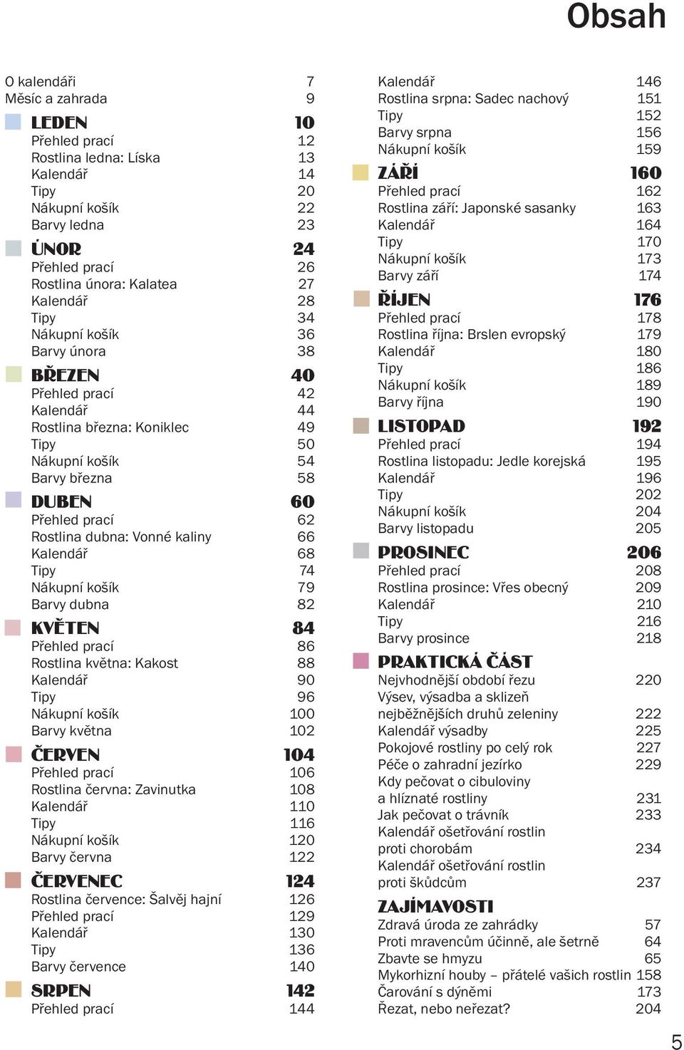 66 Kalendář 68 Tipy 74 Nákupní kšík 79 Barvy dubna 82 KVĚTEN 84 Přehled prací 86 Rstlina května: Kakst 88 Kalendář 90 Tipy 96 Nákupní kšík 100 Barvy května 102 ČERVEN 104 Přehled prací 106 Rstlina