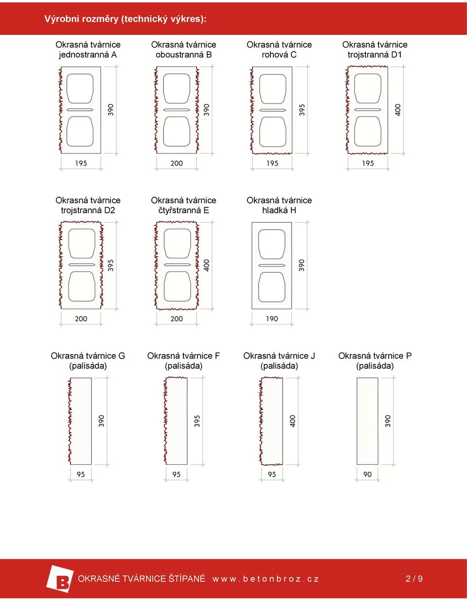 trojstranná D1 trojstranná D2 čtyřstranná E