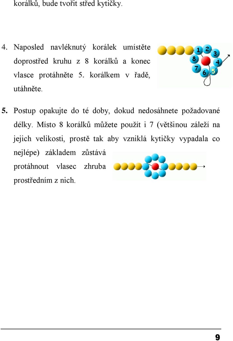 korálkem v řadě, utáhněte. 5. Postup opakujte do té doby, dokud nedosáhnete poţadované délky.