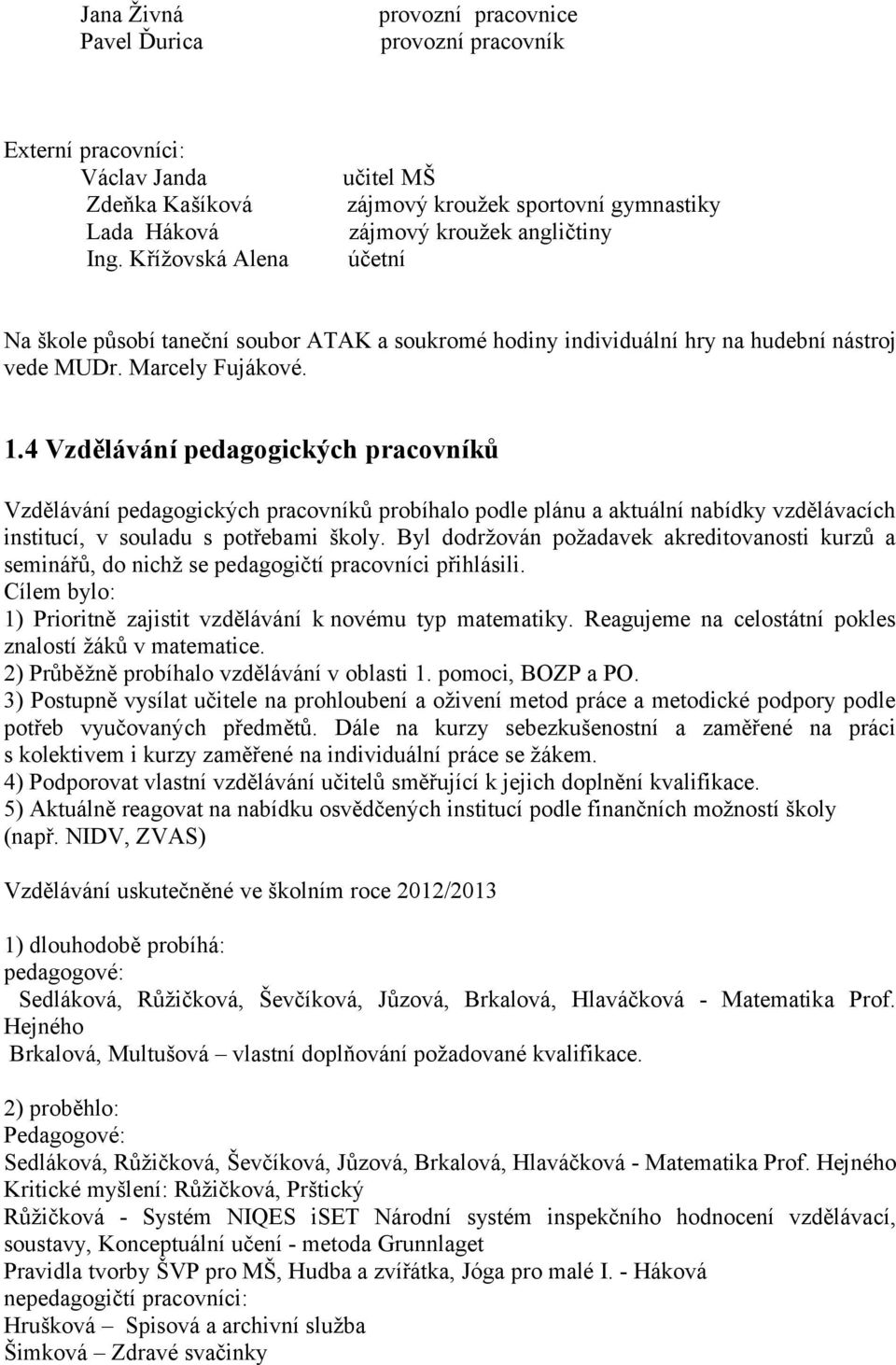 individuální hry na hudební nástroj vede MUDr. Marcely Fujákové.