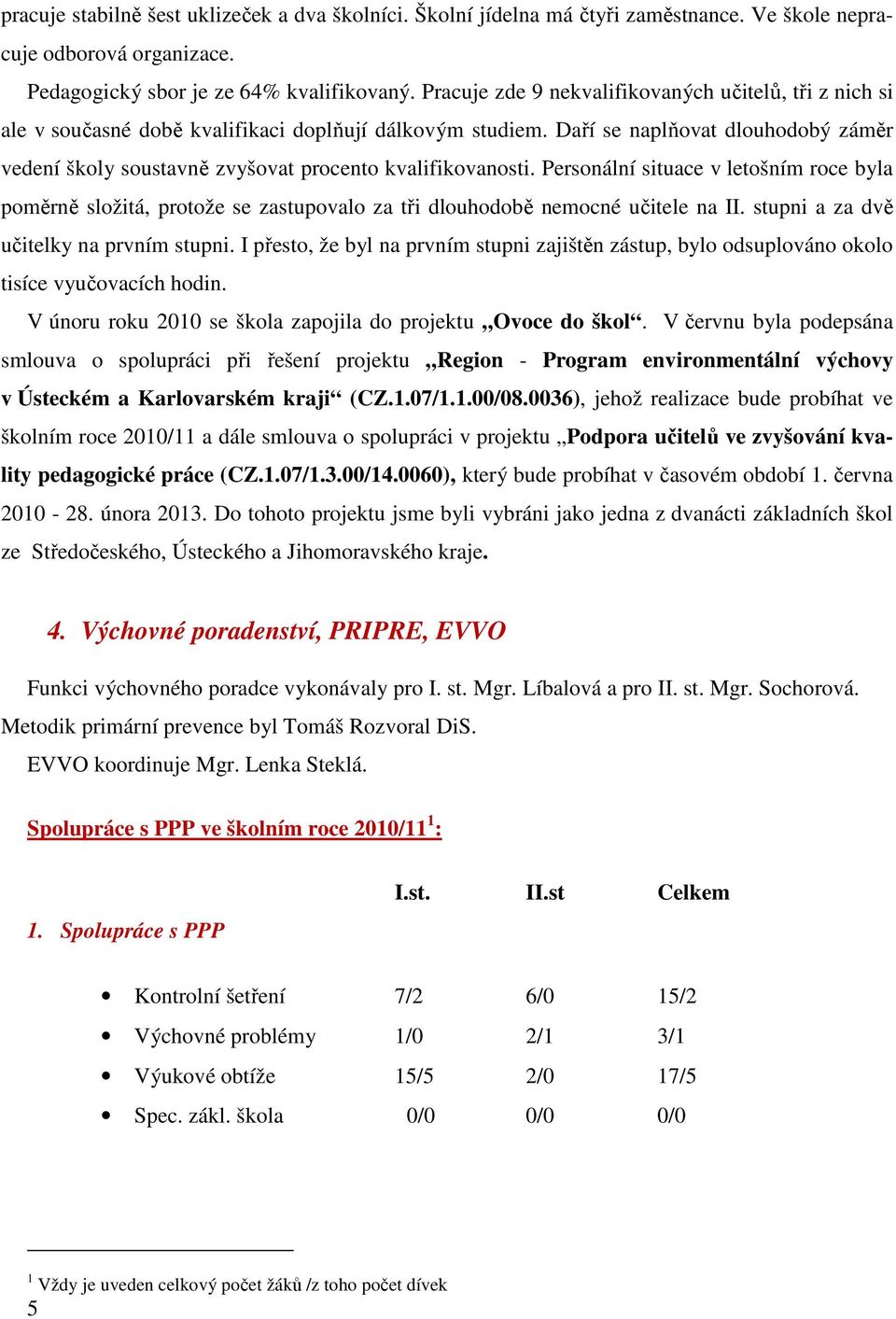 Daří se naplňovat dlouhodobý záměr vedení školy soustavně zvyšovat procento kvalifikovanosti.