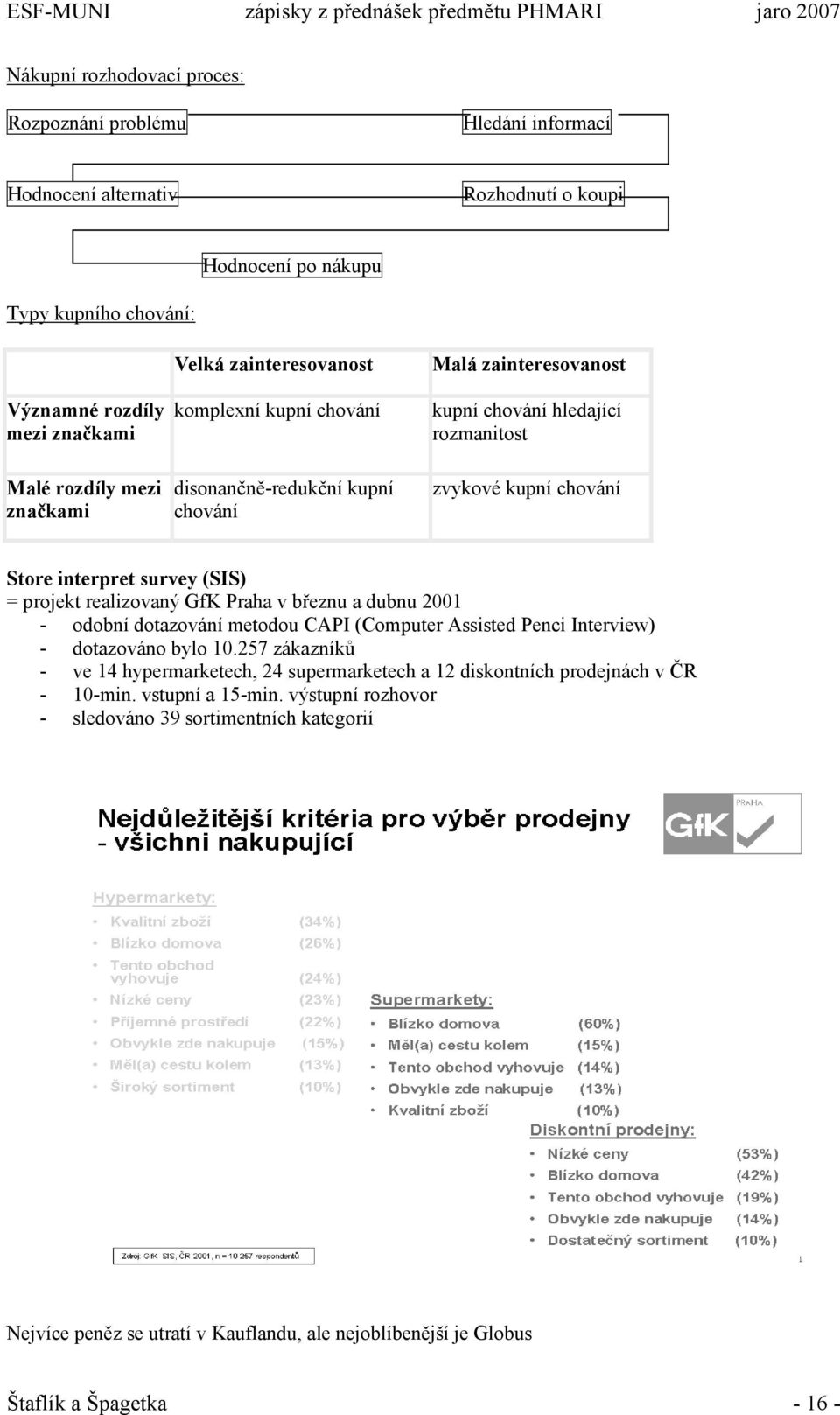 = projekt realizovaný GfK Praha v březnu a dubnu 2001 - odobní dotazování metodou CAPI (Computer Assisted Penci Interview) - dotazováno bylo 10.