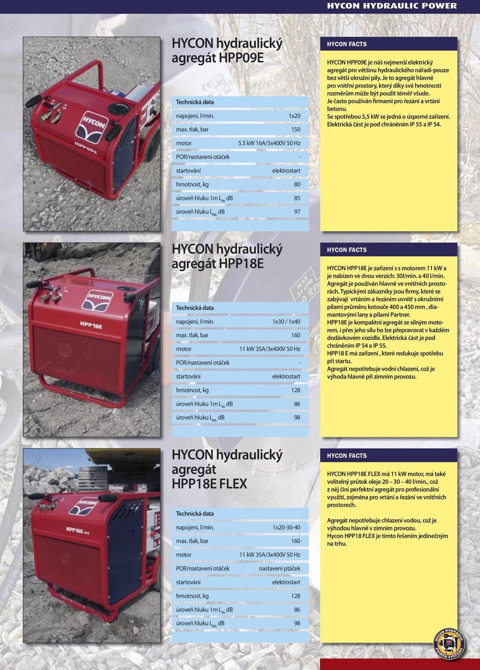 Se spotřebou 5,5 kw se jedná o úsporné zařízení. Elektrická část je pod chráněním IP 55 a IP 54. motor 5.