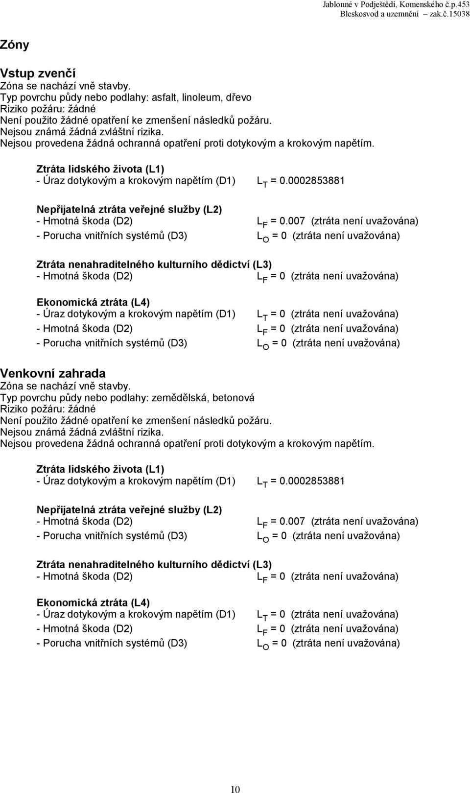 0002853881 Nepřijatelná ztráta veřejné služby (L2) - Hmotná škoda (D2) L F = 0.