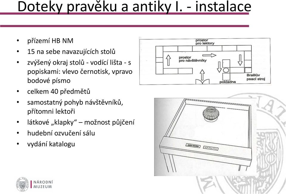 - vodící lišta - s popiskami: vlevo černotisk, vpravo bodové písmo celkem