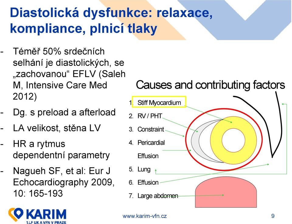 s preload a afterload - LA velikost, stěna LV - HR a rytmus dependentní parametry - Nagueh SF, et al: Eur J