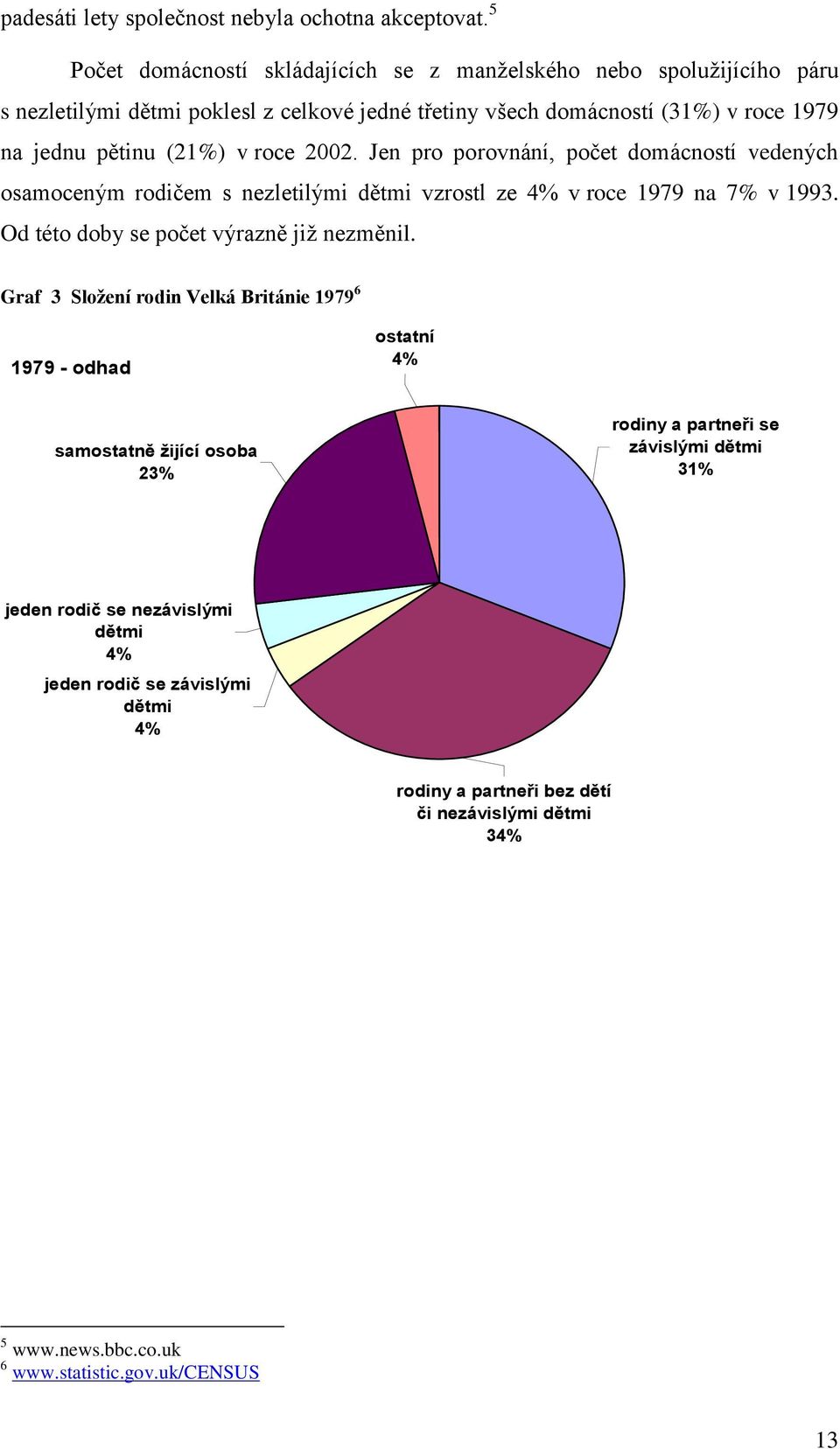 v roce 2002. Jen pro porovnání, počet domácností vedených osamoceným rodičem s nezletilými dětmi vzrostl ze 4% v roce 1979 na 7% v 1993. Od této doby se počet výrazně jiţ nezměnil.