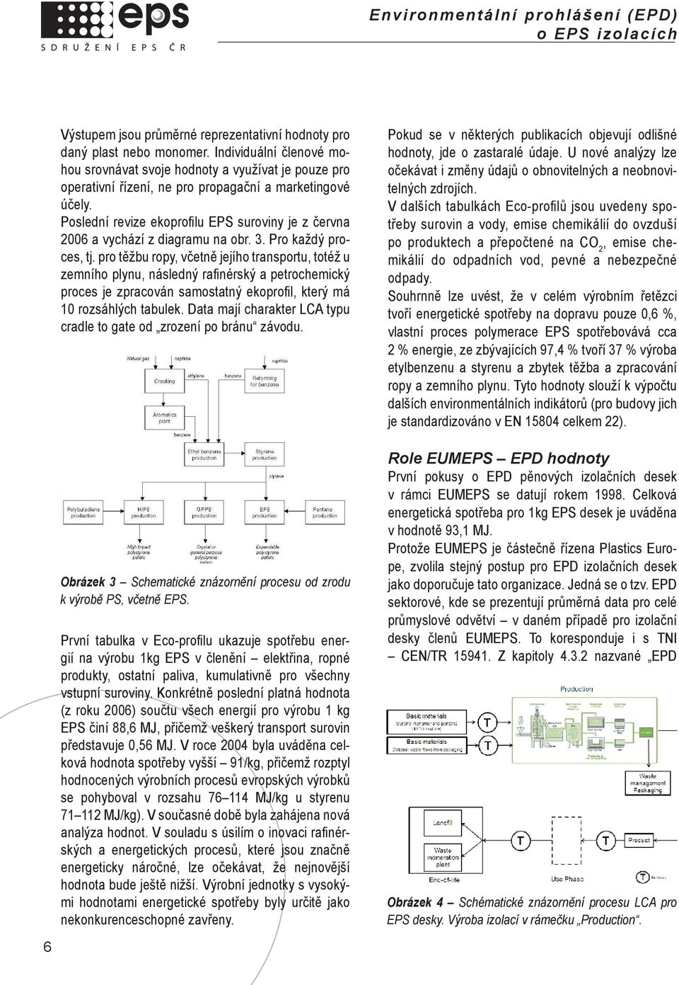 Poslední revize ekoprofilu EPS suroviny je z června 2006 a vychází z diagramu na obr. 3. Pro každý proces, tj.