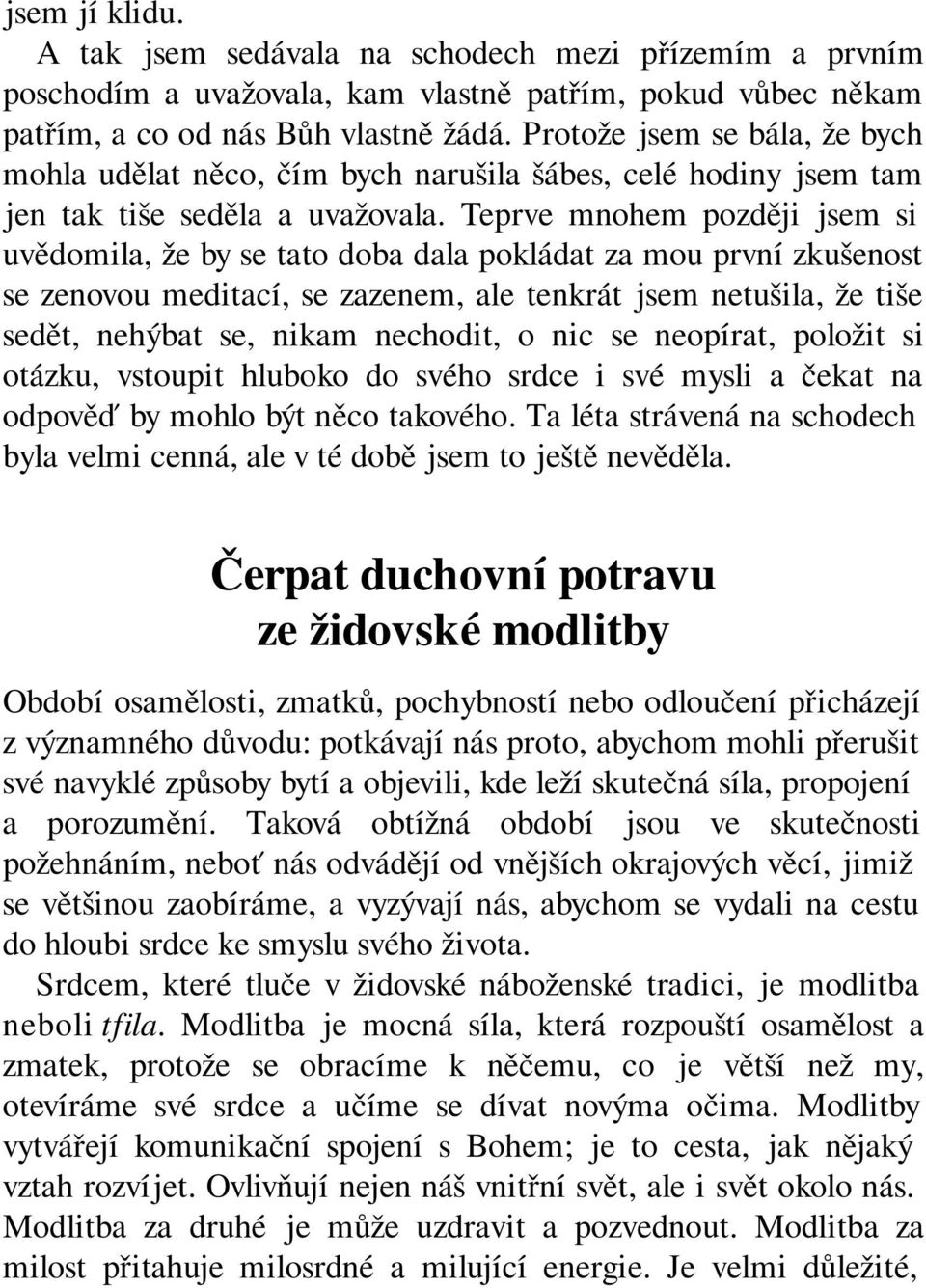 Teprve mnohem později jsem si uvědomila, že by se tato doba dala pokládat za mou první zkušenost se zenovou meditací, se zazenem, ale tenkrát jsem netušila, že tiše sedět, nehýbat se, nikam nechodit,