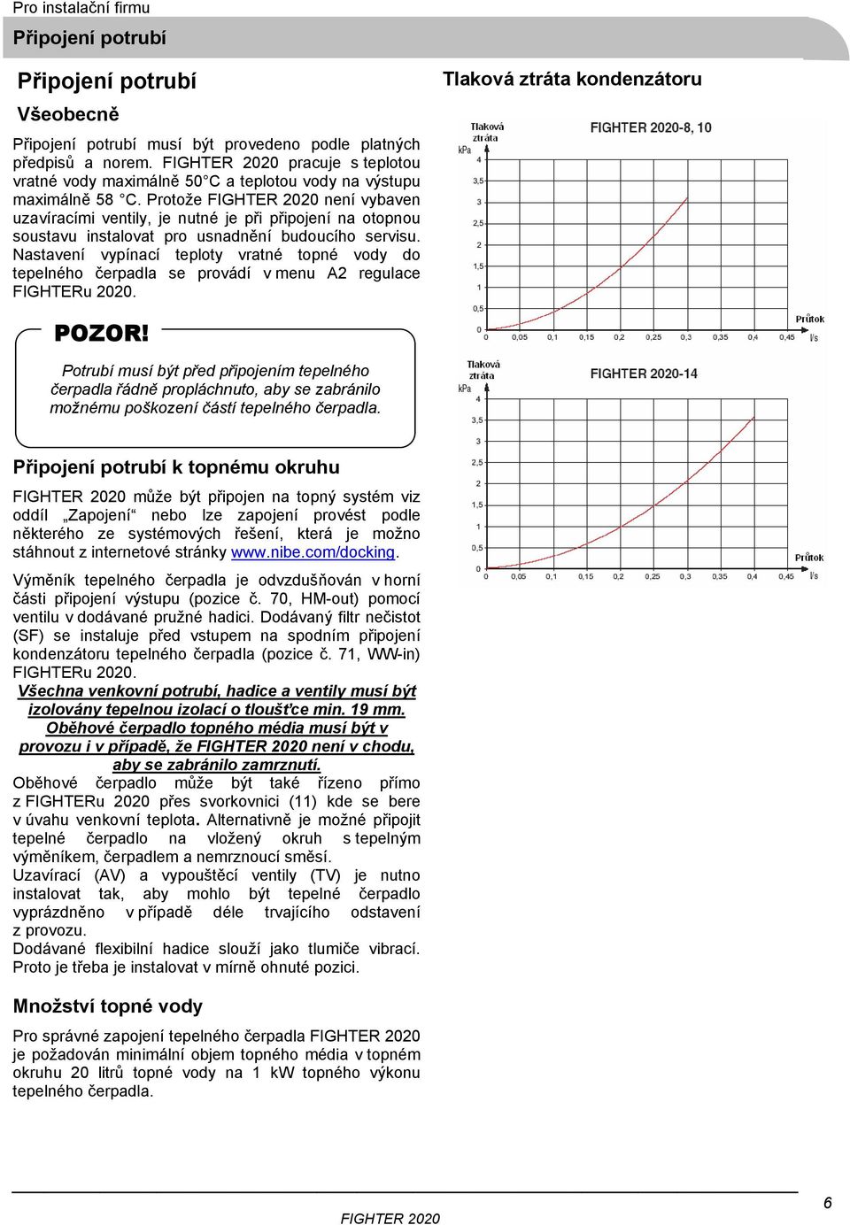 Protože není vybaven uzavíracími ventily, je nutné je při připojení na otopnou soustavu instalovat pro usnadnění budoucího servisu.