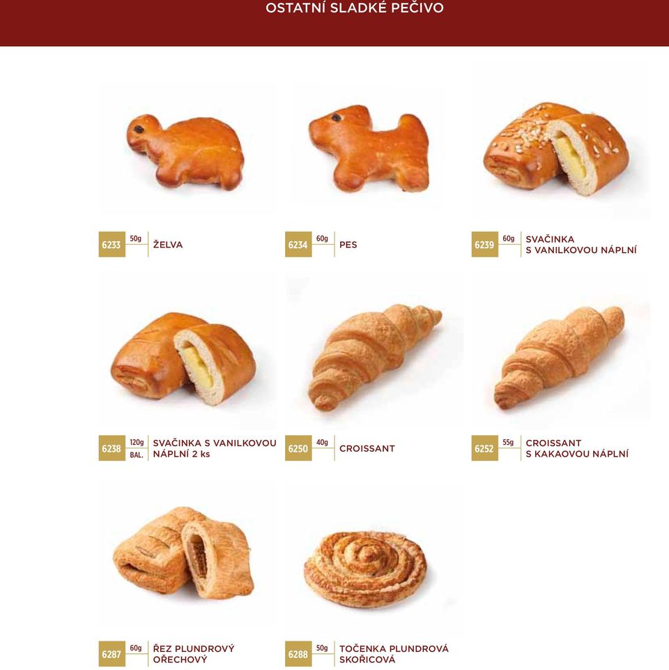 náplní 2 ks 6250 40g Croissant 6252 55g Croissant s kakaovou