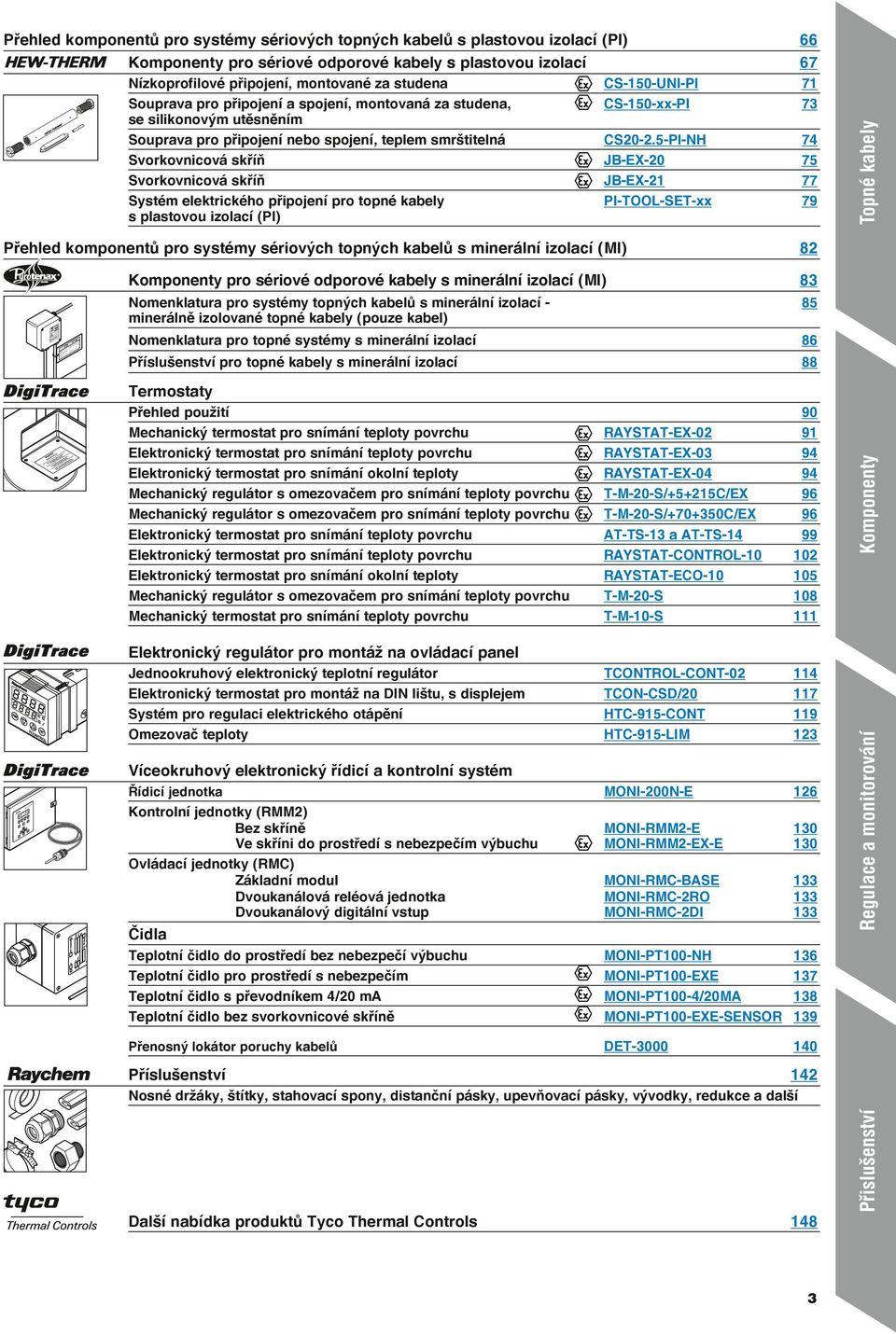 5-PI-NH 74 Svorkovnicová skříň JB-EX-20 75 Svorkovnicová skříň JB-EX-21 77 Systém elektrického připojení pro topné kabely PI-TOOL-SET-xx 79 s plastovou izolací (PI) Přehled komponentů pro systémy