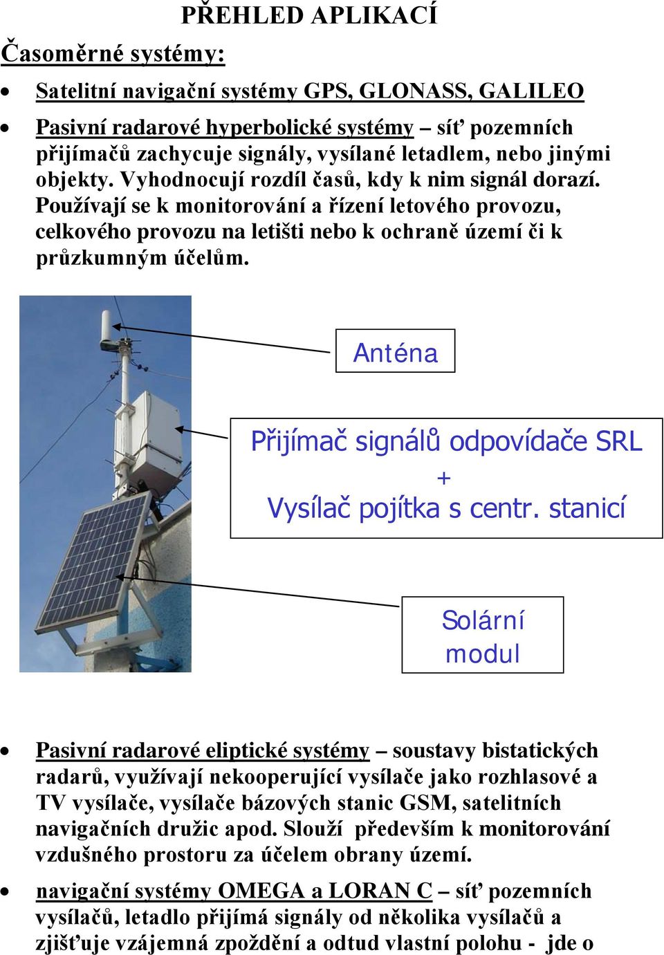 Anténa Přijímač signálů odpovídače SRL + Vysílač pojítka s centr.