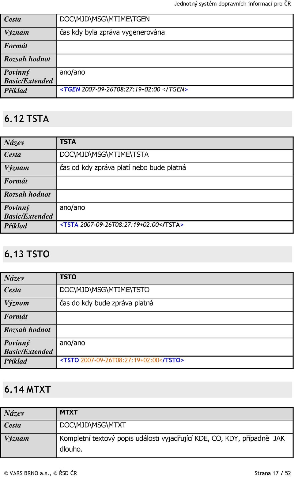 13 TSTO TSTO DOC\MJD\MSG\MTIME\TSTO čas do kdy bude zpráva platná <TSTO 2007-09-26T08:27:19+02:00</TSTO> 6.