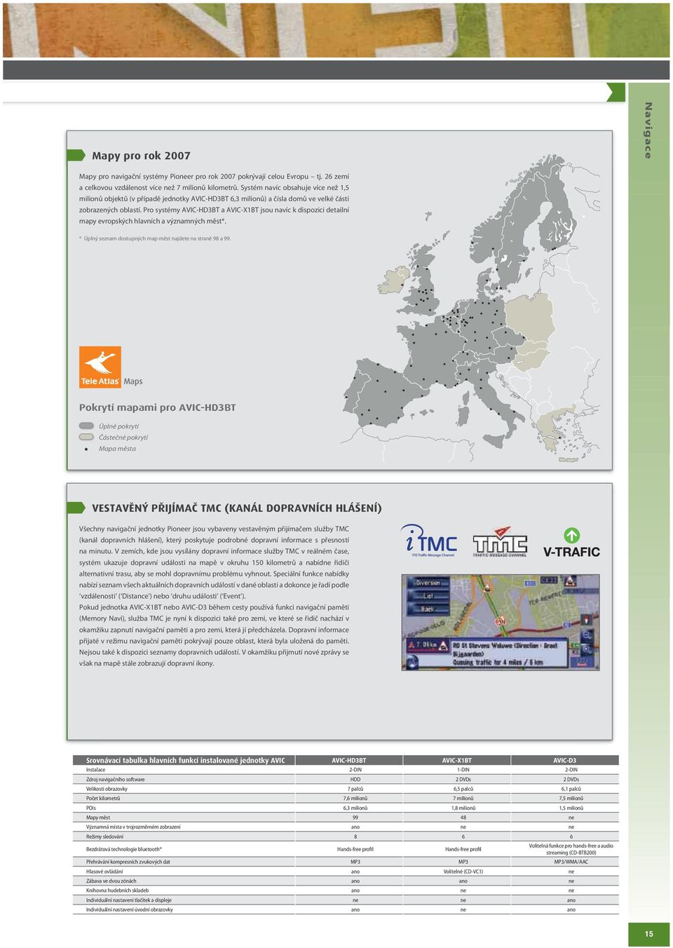 Pro systémy AVIC-HD3BT a AVIC-X1BT jsou navíc k dispozici detailní mapy evropských hlavních a významných měst*. * Úplný seznam dostupných map měst najdete na straně 98 a 99.