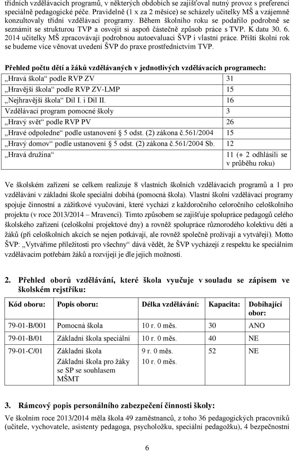 Během školního roku se podařilo podrobně se seznámit se strukturou TVP a osvojit si aspoň částečně způsob práce s TVP. K datu 30. 6.