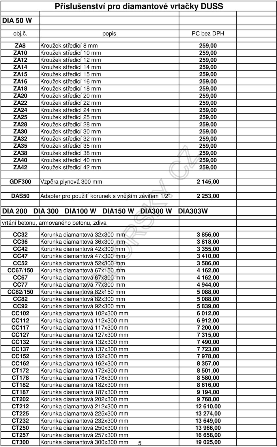 259,00 ZA25 Kroužek středicí 25 mm 259,00 ZA28 Kroužek středicí 28 mm 259,00 ZA30 Kroužek středicí 30 mm 259,00 ZA32 Kroužek středicí 32 mm 259,00 ZA35 Kroužek středicí 35 mm 259,00 ZA38 Kroužek