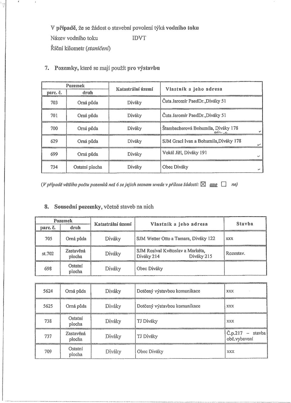 [ druh 703 Orná půda Diváky Čuta Jaromír PaedDr~,Diváky 5 701 Orná půda Diváky Čuta Jaromír PaedDr.