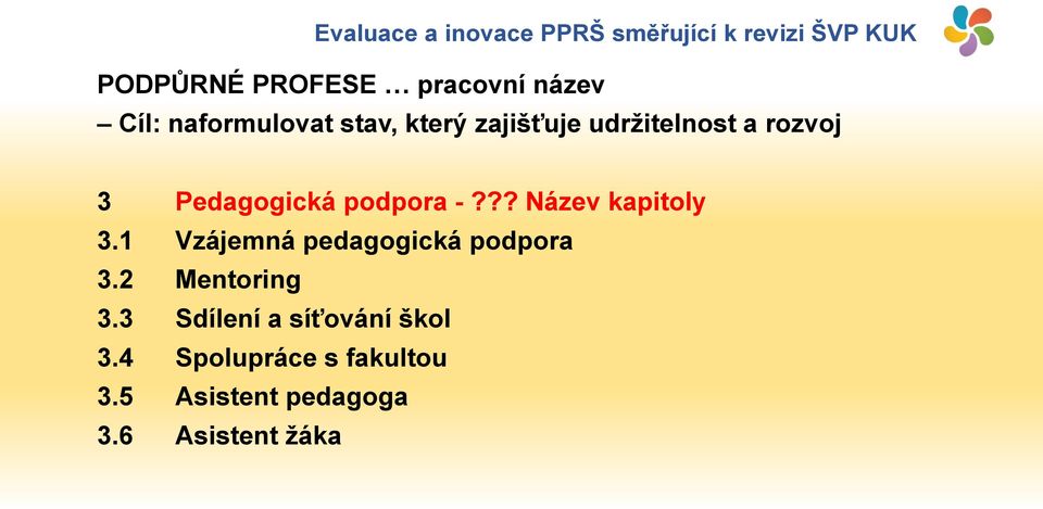 ?? Název kapitoly 3.1 Vzájemná pedagogická podpora 3.2 Mentoring 3.