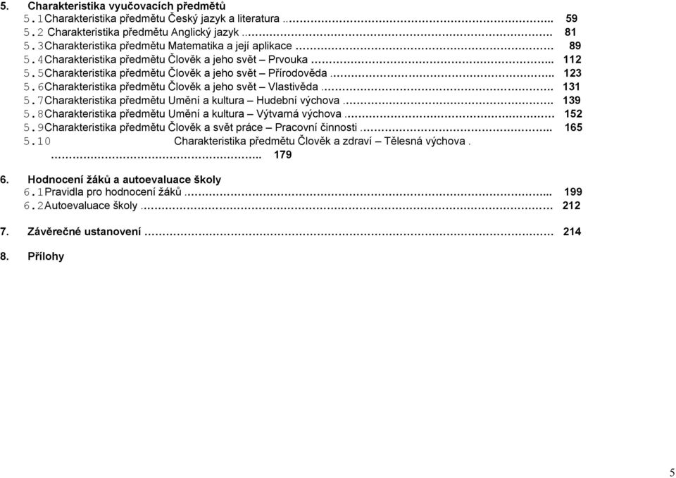 6Charakteristika předmětu Člověk a jeho svět Vlastivěda.. 131 5.7Charakteristika předmětu Umění a kultura Hudební výchova.. 139 5.8Charakteristika předmětu Umění a kultura Výtvarná výchova.. 152 5.