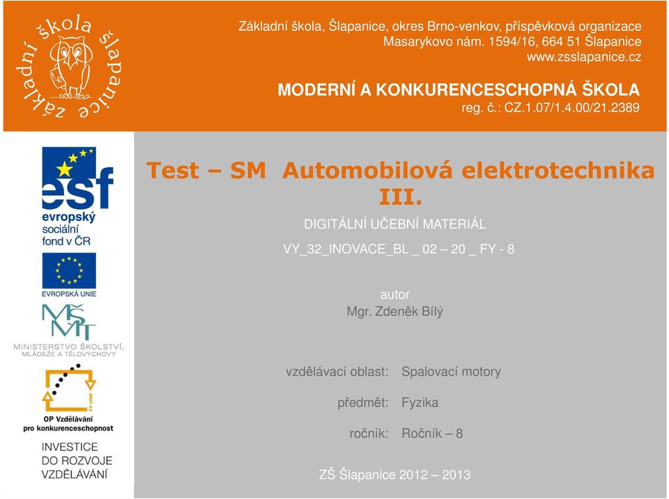 2389 Test SM Automobilová elektrotechnika III.