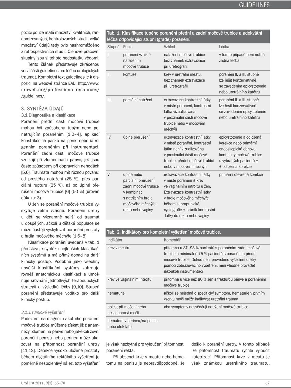 Kompletní text guidelines je k dispozici na webové stránce EAU: http://www. uroweb.org/professional-resources/ /guidelines/. 3. SYNTÉZA ÚDAJŮ 3.