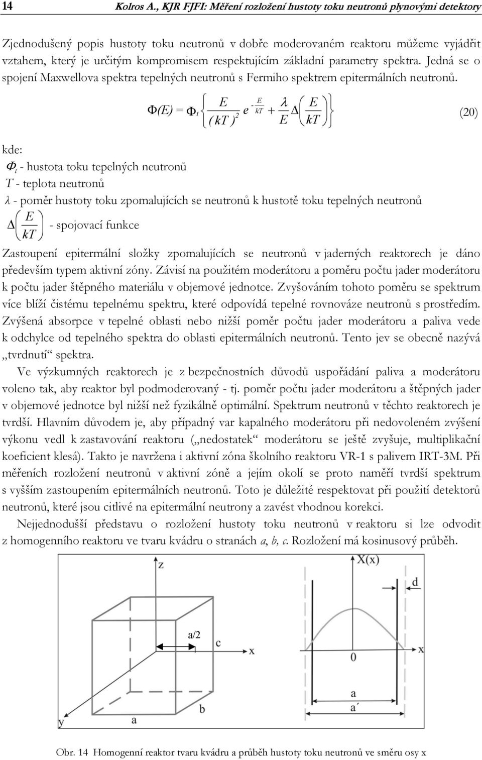 respektujícím základní parametry spektra. Jedná se o spojení Maxwellova spektra tepelných neutronů s Fermiho spektrem epitermálních neutronů.