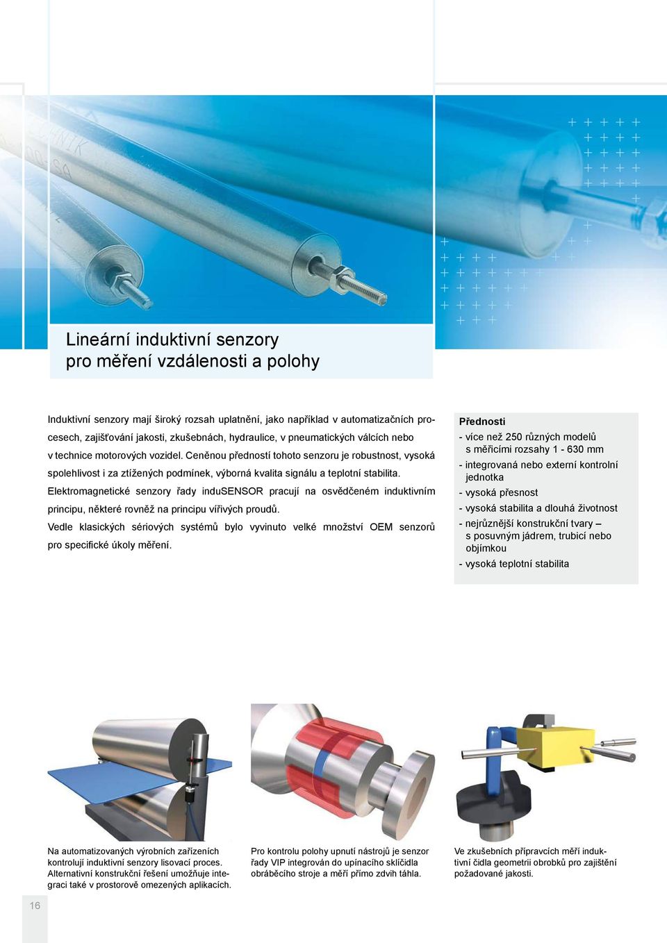 Elektromagnetické senzory řady indusensor pracují na osvědčeném induktivním principu, některé rovněž na principu vířivých proudů.