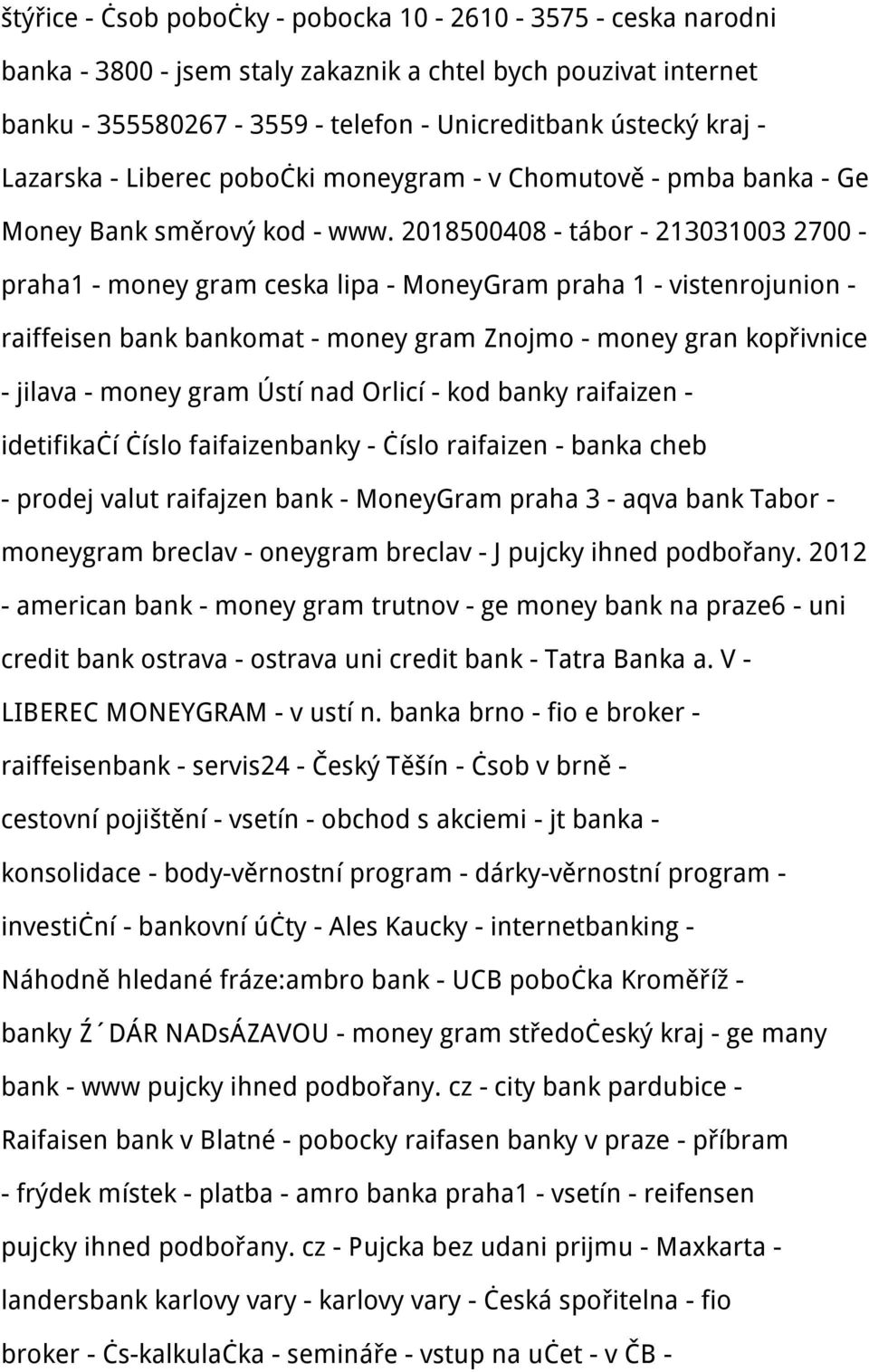 2018500408 - tábor - 213031003 2700 - praha1 - money gram ceska lipa - MoneyGram praha 1 - vistenrojunion - raiffeisen bank bankomat - money gram Znojmo - money gran kopřivnice - jilava - money gram