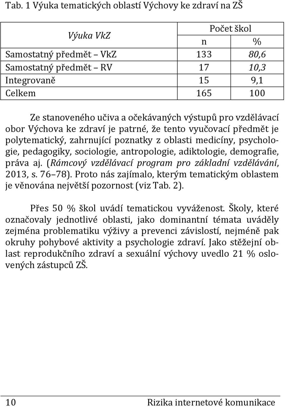 antropologie, adiktologie, demografie, práva aj. (Rámcový vzdělávací program pro základní vzdělávání, 2013, s. 76 78).