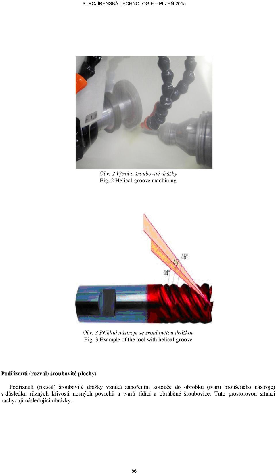 3 Example of the tool with helical groove Podříznuti (rozval) šroubovité plochy: Podříznutí (rozval)