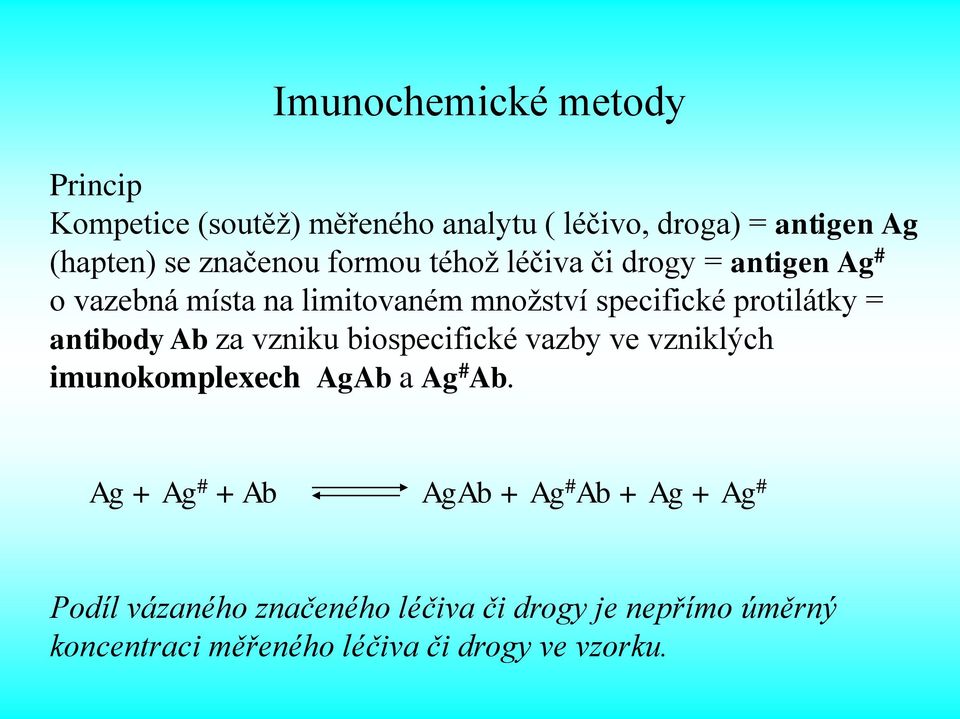 = antibody Ab za vzniku biospecifické vazby ve vzniklých imunokomplexech AgAb a Ag # Ab.