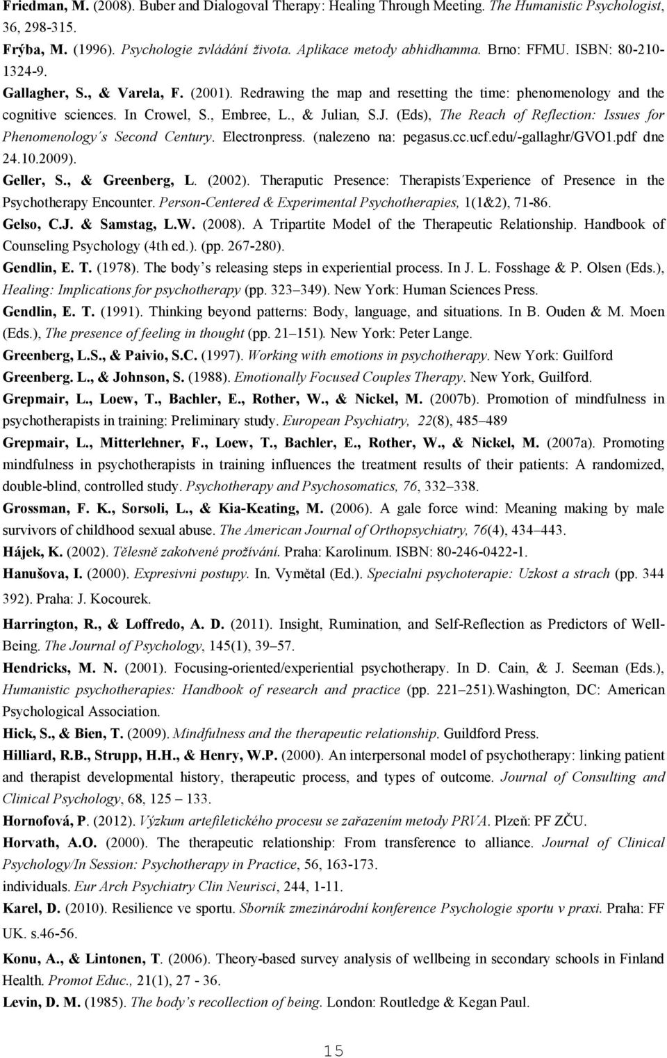 lian, S.J. (Eds), The Reach of Reflection: Issues for Phenomenology s Second Century. Electronpress. (nalezeno na: pegasus.cc.ucf.edu/-gallaghr/gvo1.pdf dne 24.10.2009). Geller, S., & Greenberg, L.