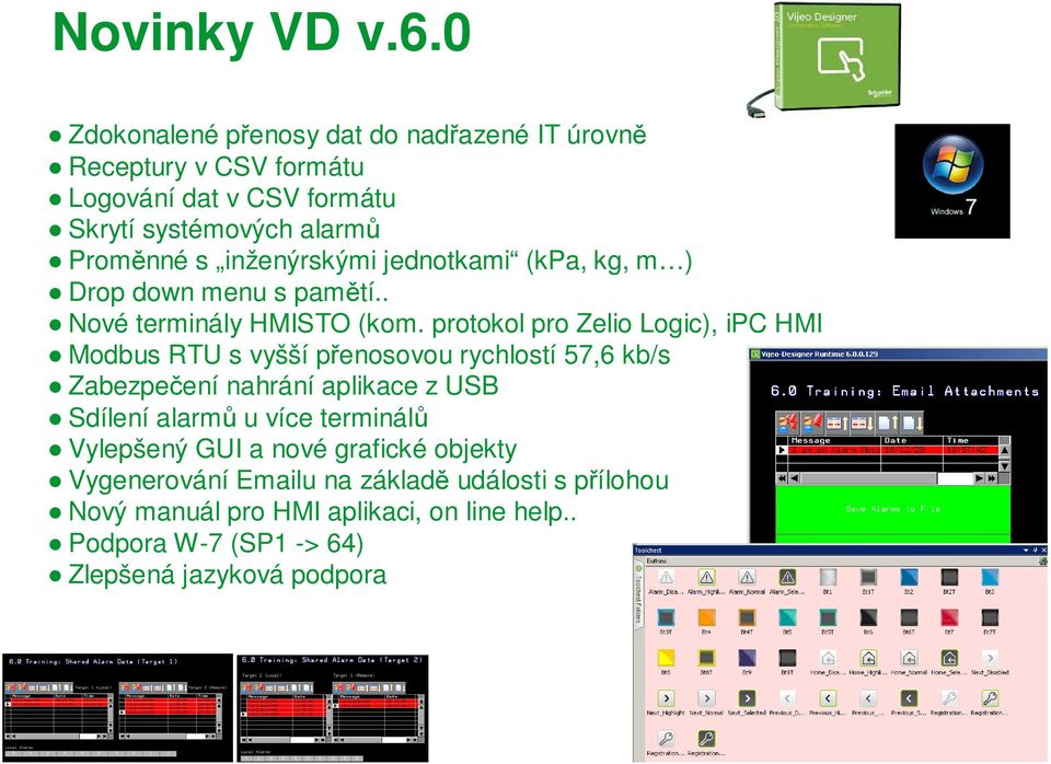 inženýrskými jednotkami (kpa, kg, m ) Drop down menu s pamětí.. Nové terminály HMISTO (kom.