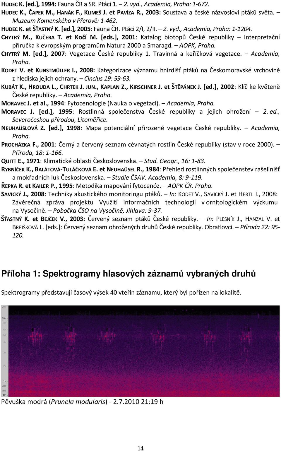 ], 2001: Katalog biotopů České republiky Interpretační příručka k evropským programům Natura 2000 a Smaragd. AOPK, Praha. CHYTRÝ M. [ed.], 2007: Vegetace České republiky 1.