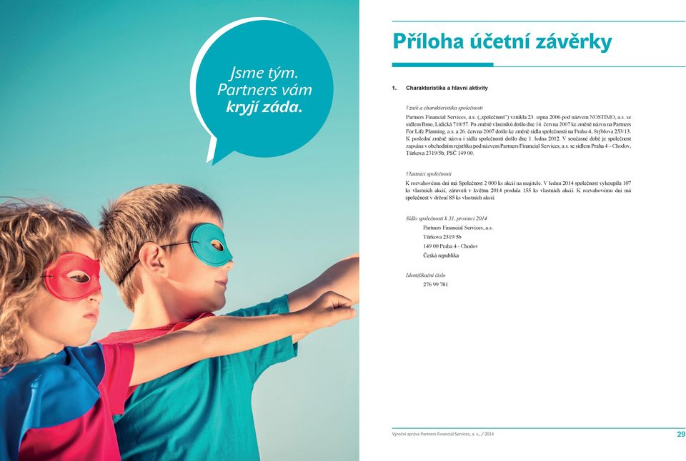 června 2007 došlo ke změně sídla společnosti na Prahu 4, Stýblova 253/13. K poslední změně názvu i sídla společnosti došlo dne 1. ledna 2012.