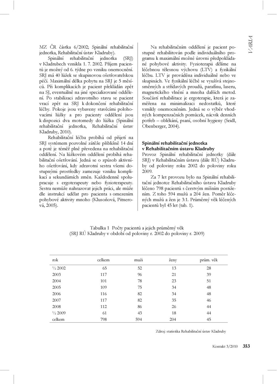 Při komplikacích je pacient překládán zpět na SJ, eventuálně na jiné specializované oddělení. Po stabilizaci zdravotního stavu se pacient vrací zpět na SRJ k dokončení rehabilitační léčby.