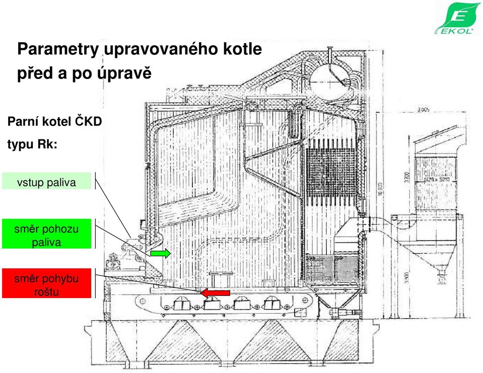 ČKD typu Rk: vstup paliva směr