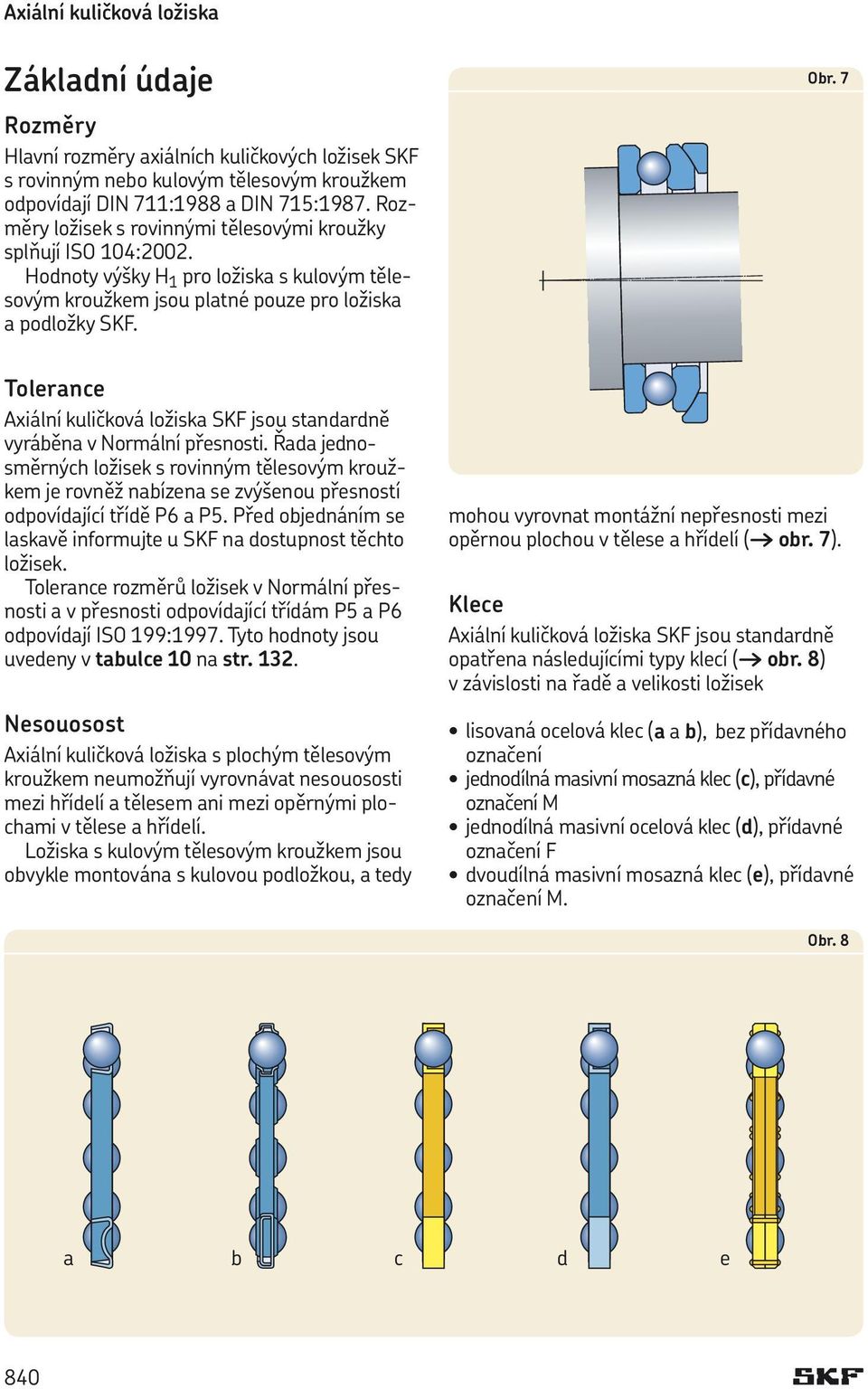 7 Tolerance Axiální kuličková ložiska SKF jsou standardně vyráběna v Normální přesnosti.