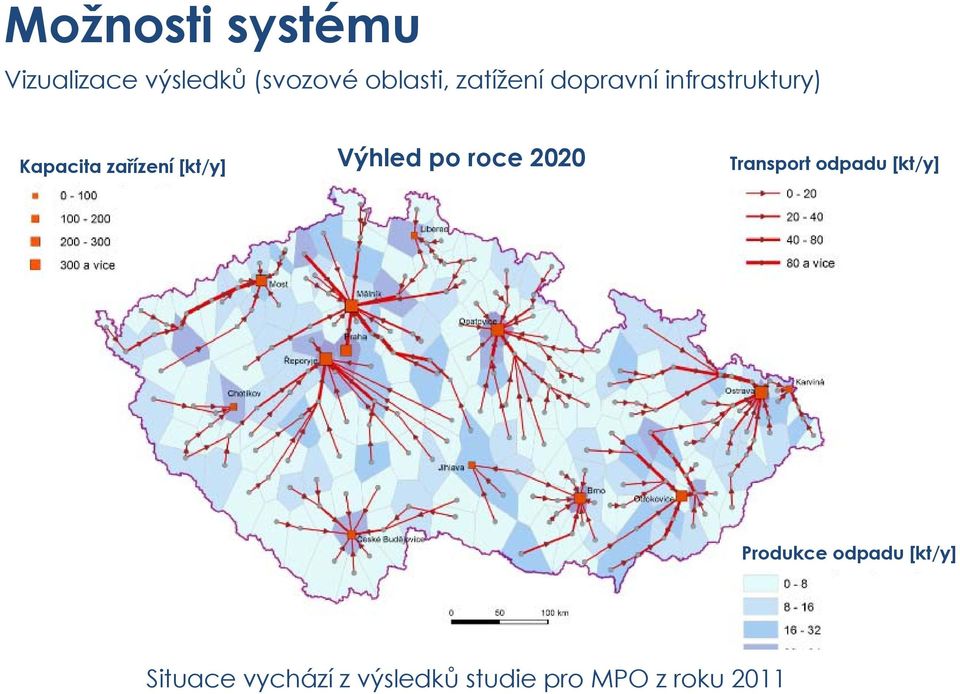 Výhled po roce 2020 Transport odpadu [kt/y] Produkce