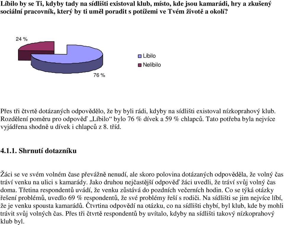 Tato potřeba byla nejvíce vyjádřena shodně u dívek i chlapců z 8. tříd. 4.1.