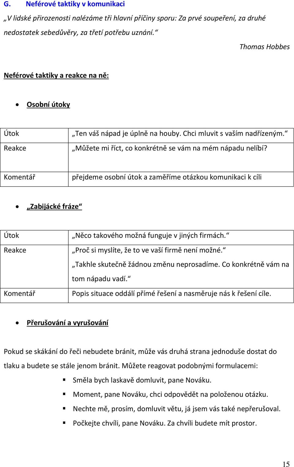 Komentář přejdeme osobní útok a zaměříme otázkou komunikaci k cíli Zabijácké fráze Komentář Něco takového možná funguje v jiných firmách. Proč si myslíte, že to ve vaší firmě není možné.