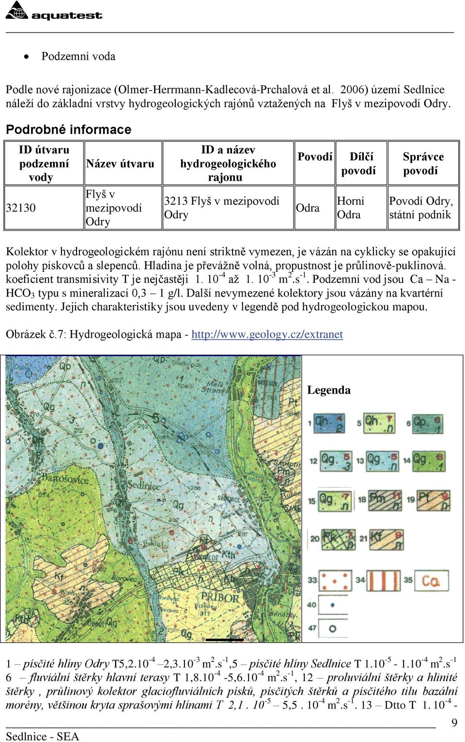 Povodí Odry, státní podnik Kolektor v hydrogeologickém rajónu není striktně vymezen, je vázán na cyklicky se opakující polohy pískovců a slepenců.